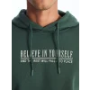 LCWAIKIKI Classic YEŞİL Uzun Kollu Baskılı Erkek Kalın Hoodie