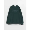LCW Casual YEŞİL Uzun Kollu Baskılı Polar Erkek Hoodie