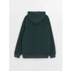 LCW Casual YEŞİL Uzun Kollu Baskılı Polar Erkek Hoodie