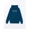 LCWAIKIKI Classic PETROL Uzun Kollu Baskılı Erkek Kalın Hoodie