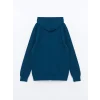 LCWAIKIKI Classic PETROL Uzun Kollu Baskılı Erkek Kalın Hoodie