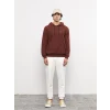 LCW Casual KAHVERENGİ Uzun Kollu Baskılı Erkek Kalın Hoodie