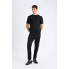 Defacto C6022 Siyah Kışlık Jogger Pantolon Basic Düz Beli Bağcıklı Cepli Düz Paça