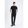 Defacto C6022 Siyah Kışlık Jogger Pantolon Basic Düz Beli Bağcıklı Cepli Düz Paça