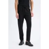 Defacto C6022 Siyah Kışlık Jogger Pantolon Basic Düz Beli Bağcıklı Cepli Düz Paça