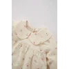 Defacto D9330 Ekru Kız Bebek Bebe Yaka Çiçekli Twill Uzun Kollu Gömlek