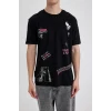 Defacto B8844 Siyah Regular Fit Bisiklet Yaka Sırt Baskılı Kısa Kollu Tişört