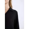 Defacto W3614 Siyah Regular Fit Basic Düz Uzun Kollu Gömlek