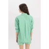 Defacto C8751 Yeşil Oversize Geniş Kalıp Çizgili Poplin Uzun Kollu Gömlek