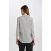 Defacto K6402 Beyaz Regular Fit Uzun Kollu Desenli Gömlek