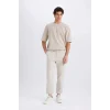 Defacto C9163 Bej Regular Gabardin Jogger Pantolon Kargo Cepli Beli Paçası Lastikli