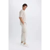Defacto C9163 Bej Regular Gabardin Jogger Pantolon Kargo Cepli Beli Paçası Lastikli