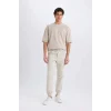 Defacto C9163 Bej Regular Gabardin Jogger Pantolon Kargo Cepli Beli Paçası Lastikli