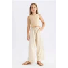 Defacto C0273 Bej Kız Çocuk Wide Leg Geniş Paça Pantolon