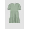Defacto B4335 Yeşil Kız Çocuk Bürümcük Kısa Kollu Elbise