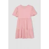Defacto B4335 Pembe Kız Çocuk Bürümcük Kısa Kollu Elbise