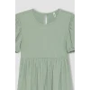 Defacto B4335 Yeşil Kız Çocuk Bürümcük Kısa Kollu Elbise