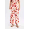Defacto C5373 Kırmızı Kız Çocuk Wide Leg Geniş Bol Paça Çiçekli Beli Lastikli Bürümcük Pantolon