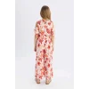 Defacto C5373 Kırmızı Kız Çocuk Wide Leg Geniş Bol Paça Çiçekli Beli Lastikli Bürümcük Pantolon