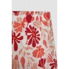 Defacto C5373 Kırmızı Kız Çocuk Wide Leg Geniş Bol Paça Çiçekli Beli Lastikli Bürümcük Pantolon