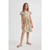 Defacto B4339 Pembe Kız Çocuk Desenli Kısa Kollu Elbise