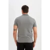 Defacto D0031 Gri Slim Fit Dar Kesim Basic Düz Kısa Kollu Polo Tişört