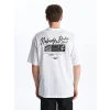 XSIDE BEYAZ Bisiklet Yaka Kısa Kollu Baskılı Penye Erkek Tişört