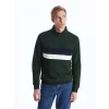 LCWAIKIKI Classic YEŞİL Dik Yaka Uzun Kollu Renk Bloklu Erkek Sweatshirt