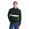 LCWAIKIKI Classic YEŞİL Dik Yaka Uzun Kollu Renk Bloklu Erkek Sweatshirt