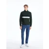 LCWAIKIKI Classic YEŞİL Dik Yaka Uzun Kollu Renk Bloklu Erkek Sweatshirt