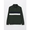 LCWAIKIKI Classic YEŞİL Dik Yaka Uzun Kollu Renk Bloklu Erkek Sweatshirt