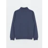 LCWAIKIKI Classic İNDİGO Dik Yaka Uzun Kollu Renk Bloklu Erkek Sweatshirt