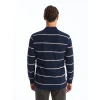 LCWAIKIKI Classic LACİVERT Polo Yaka Uzun Kollu Çizgili Erkek Sweatshirt