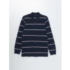 LCWAIKIKI Classic LACİVERT Polo Yaka Uzun Kollu Çizgili Erkek Sweatshirt