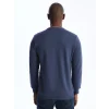 LCWAIKIKI Classic İNDİGO Bisiklet Yaka Uzun Kollu Erkek Sweatshirt