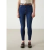 LCW Jeans İNDİGO Beli Kemerli Jüpiter Süper Skinny Fit Kadın Jean Pantolon
