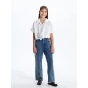LCW Kids BEYAZ Basic Kısa Kollu Kız Çocuk Crop Gömlek