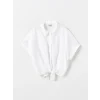 LCW Kids BEYAZ Basic Kısa Kollu Kız Çocuk Crop Gömlek