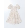 LCW Kids EKRU Kare Yaka Puantiyeli Kız Çocuk Elbise
