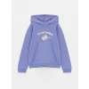 LCW Kids LİLA Kapüşonlu Baskılı Uzun Kollu Kız Çocuk Sweatshirt ve Eşofman Altı