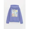 LCW Kids LİLA Kapüşonlu Baskılı Uzun Kollu Kız Çocuk Sweatshirt ve Eşofman Altı