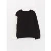 LCW Kids SİYAH Bisiklet Yaka Baskılı Uzun Kollu Kız Çocuk Sweatshirt ve Tayt