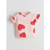 LCW baby PEMBE Kalp Baskılı Kız Bebek Şortlu Pijama Takım