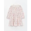 LCW Kids BEJ Bebe Yaka Çiçekli Uzun Kollu Kız Çocuk Elbise