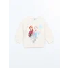 LCW Kids EKRU Bisiklet Yaka Elsa Baskılı Kız Çocuk Sweatshirt ve Tayt 2li Takım
