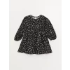 LCW baby SİYAH Gömlek Yaka Desenli Kız Bebek Elbise