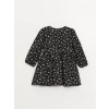 LCW baby SİYAH Gömlek Yaka Desenli Kız Bebek Elbise