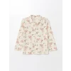 LCW baby EKRU Gömlek Yaka Uzun Kollu Kız Bebek Pijama Takımı