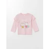 LCW baby PEMBE Bisiklet Yaka Uzun Kollu Baskılı Kız Bebek Pijama Takımı