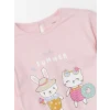 LCW baby PEMBE Bisiklet Yaka Uzun Kollu Baskılı Kız Bebek Pijama Takımı